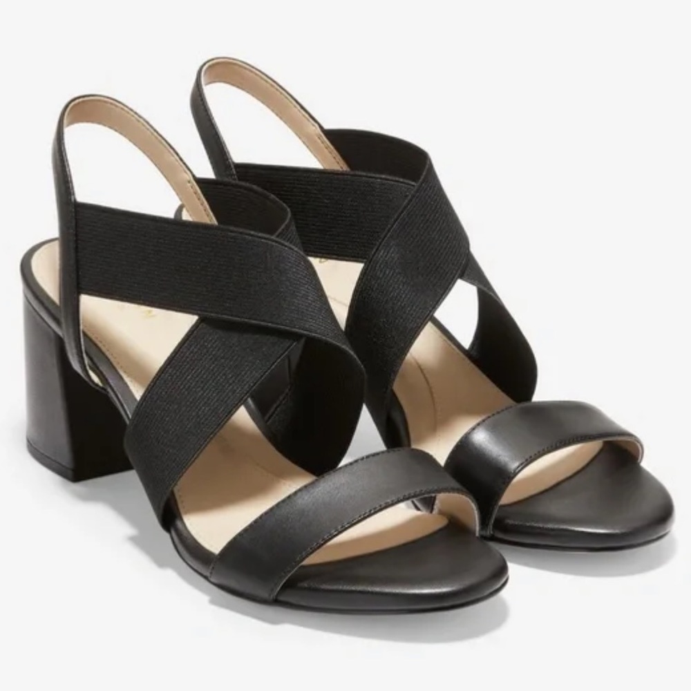 COLE Haan Aniston Elastic Leather Dress Sandals Size 7.5B